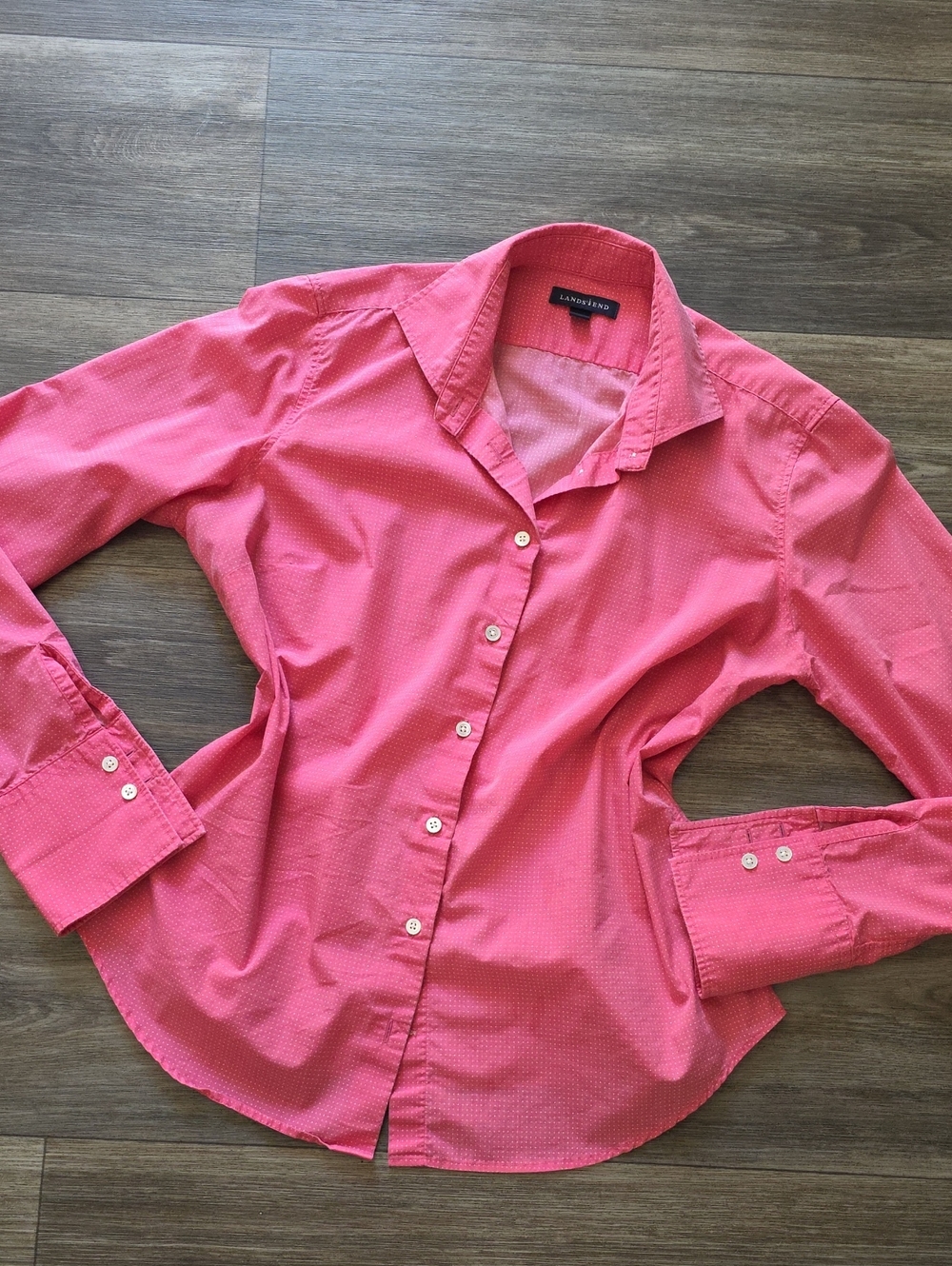 Lands' End Hot Pink Button-Front Shirt